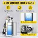 Happybuy 2 Gallon Stainless Steel Sprayer, 20" Wand & 3FT Reinforced Hose, Hand Pump Sprayer with Pressure Gauge, Safety Valve & Adjustable Nozzle, Weed Sprayers for Lawn, Gardening &Sanitizing