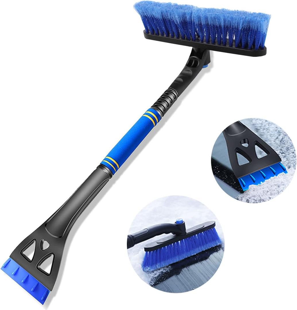 Kairiyard Ice Scrapers for Car Windshield, Upgraded 31 Inch Snow Scraper and Brush Combo Extendable 360 Pivoting Ice Snow Removal Tool for Car, Truck, SUV, Christmas(Blue)