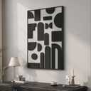 Framed 3D Black and White Abstract Wall Art, Modern Geometric Block Artwork for Walls, Minimalist Shape Pictures for Living Room Bedroom Dining Room Hallway Home Office Wall Decor, 24x36 In