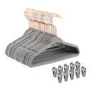 Tonswachic Velvet Baby Hangers 35 Pack - 11 Inch Non-Slip Kids Hanger for Newborn Clothes - Small Toddler Child Hangers Durable for Every Use - 10 Hanger Clips Included, Gray