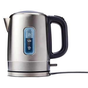 Basics Electric Stainless Steel Kettle for Tea and Coffee, BPAFree, Fast Boiling, Auto ShutOff, 1 Liter, 1500W, Black and Silver