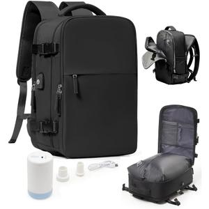 Vacuum Seal Travel Backpack with Air Pump,Compression Vacpack Waterproof Carry On Backpack for Travel Women men with Vacuum System,Airlines Approved Daypack Laptop Space Saver Bags,Black