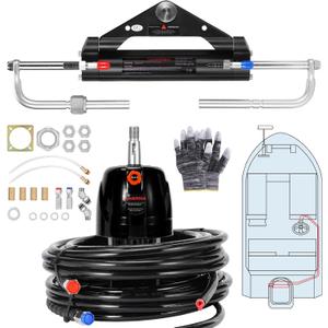 150HP Outboard Hydraulic Steering Kit, Hydraulic Steering System Consists of a Hydraulic Cylinder, a Steering Pump, Hydraulic Hoses and Installation Accessories,Suitable for Outboard Motors