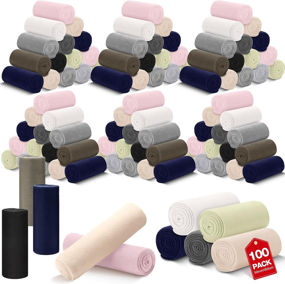 VitalCozy 100 Pack Fleece Throw Blankets Bulk 50 x 60 Inch Soft Plush Fluffy Cozy Blankets for Bed Sofa Home Office Wedding Gifts Operation Christmas Items Homeless Donation (Neutral Color)