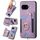 for Google Pixel 9A Phone Case Wallet Card Holder,PU Leather Flip Folio Case,RFID Blocking Ring Holder Kickstand Wrist Strap Magnetic Protective Women Men Cover for Google Pixel 9A Purple