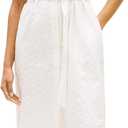 Tommy Hilfiger Women's Short Sleeve Cotton Eyelet Dress with Waist Tie Detail (White, M)