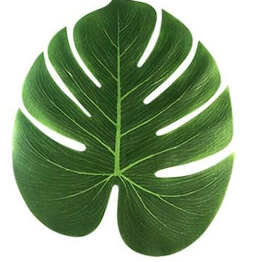 OurWarm 3pcs Large Artificial Tropical Palm Leaves, Faux Safari Leaves Monstera Fake Leaves, Hawaiian Luau Party Jungle Beach Theme Decorations for Birthday Party Safari Table Decorations Supplies