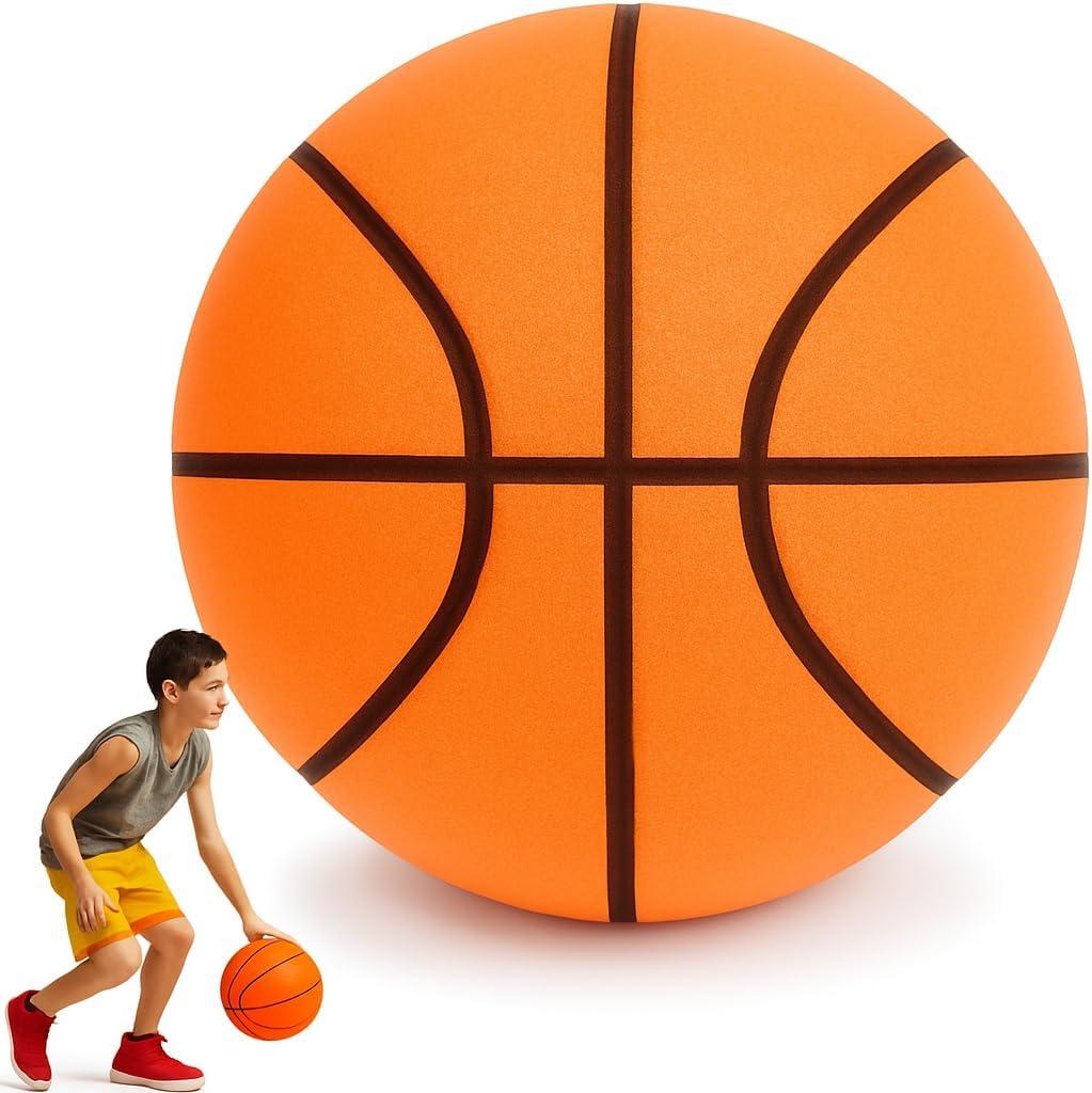 2026 Silent Basketball,Size 7 (29.5”) Quiet Indoor Dribbling Ball for Kids, Teens & Adults,Airless PU Foam, Real Feel Grip, High Bounce, for Basketball Lovers & Home Sports Fun