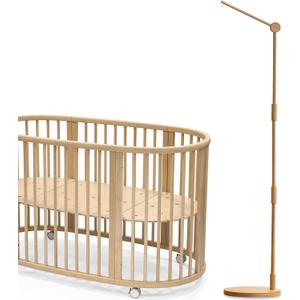 Wooden Floor-Standing Crib Mobile Arm Pro 61 Inches for Baby Nursery-Movable Baby Mobile Hanger with Strong Anti-Dumping Attachment-100% Natural Beech Wood-Thicker Wooden Pole-Upgrade Thickened