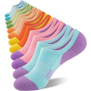 Eallco No Show Cotton Athletic Socks for Women - Low Cut, Ankle No Slip, Invisible Running Cushioned - 6 Pairs, One Size