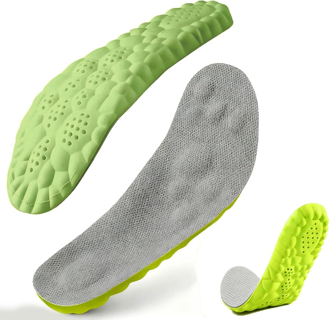 Pickleball Insoles, 4D Memory Foam Arch Support Inserts, Cloud Comfort Breathable Cushion, Anti-Slip Massage Arch Support Inserts for Men Women (Men 8-9 / Women 9.5-10)