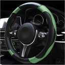 DXNQ Car Steering Wheel Cover, 15 Inch Carbon Fiber Leather Stitching Color Steering Wheel Protector, Anti-Slip Elastic Breathable Steering Wheel Cover Stylish Decor for Most Cars (Green)
