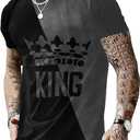 GORGLITTER Men's Designer Graphic T-Shirt Crewneck Short Sleeve Drippy Tee Top (Large, Black and Grey)