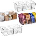 ClearSpace Plastic Pantry Organization and Storage Bins with Dividers & Lids  Perfect Kitchen Organization or Kitchen Storage  Fridge Organizer, Refrigerator Bins, Cabinet Organizers, 4 Pack