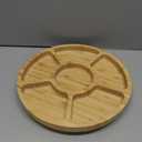 Dicunoy Divided Serving Dish Tray, 13'' Bamboo Rotatable Veggie Fruit Platter, Lazy Susan Relish Sectional Snack Container Bowls with 6 Compartments for Candy, Appetizer, Nuts, Parties