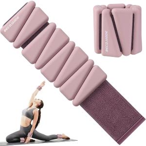 BECOJADDE Ankle Weights Set of 2 (1 lb/2 lb/3 lb Each) Adjustable Wrist Weights for Women Men Wearable Arm Leg Weight for Pilates, Running, Walking, Workout, Yoga (Dusty Rose)