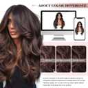 Aisaide Long Wavy Highlight Brown Layered Wig with Curtain Bangs for Black Women Synthetic Ombre Brown Layered Wig Long Wavy Highlight Blonde Shaggy for Women 24 inch
