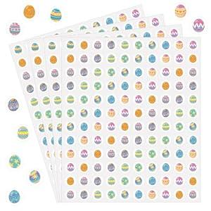 WANGHENG 2400 Pcs Small Stickers for Kids, Easter Egg Mini Sticker Colorful Paper Decals 10 Egg Styles Self-Adhesive Stickers for Party Envelopes Scrapbook Gifts DIY Supplies, 0.5in（Egg）