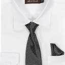 Alberto Danelli Boys Dress Shirt with Matching Tie and Handkerchief, Long Sleeve Button Down, Pocket (White, M)