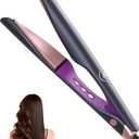LANDOT Hair Straightener and Curler 2-in-1: Twist Flat Curling Iron for Smooth Straight & Bouncy Curls, Anti-Frizz, Dual Voltage, 12 Temps 250-450F for All Hair Types, 1 Inch, Metallic Gray