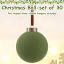 30Pcs Velvet Christmas Balls Bulk Flocked Christmas Tree Ball Ornament Plastic Balls Xmas Decorative Hanging Ornaments Xmas Tree Decoration(2.36 Inch,Green)