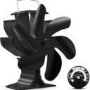 HIDALIFE Wood Stove Fan for Heater, Heat Powered Fireplace 6 Blades Fan with Bracket Compatible for Heater,Thermal Tent Heater Fan for Camping Propane Heater with Magnetic Thermometer