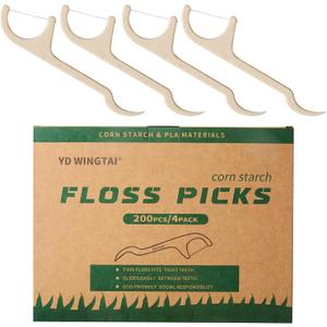 Floss Picks Tooth Picks Sticks Dental Flossers Biodegradable Wooden Grin Glide Tools for Adults Teeth Cleaning