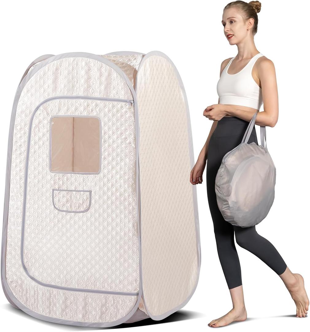 Smartmak Portable Steam Sauna Tent, Full Body Personal Home Spa, Lightweight Foldable Steam Room for Detox Therapy, Steamer NOT Included (L 31.5” * W 31.5” * H 55.2” Champagne) Smartmak Portable Steam Sauna Tent, Full Body Personal Home Spa, Lightweight Foldable Steam Room for Detox Therapy, Steamer NOT Included (L 31.5” * W 31.5” * H 55.2” Champagne)