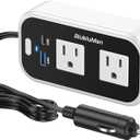 200W Car Power Inverter, Blubluman DC 12V to 110V AC Car Plug Adapter Outlet with 30W PD Charger, QC3.0 Fast Charger 24W, Power Inverter for Vehicles, Outlet for Laptop Computer Charger