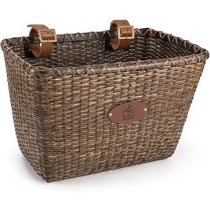 Bike Basket, Handmade Rattan Bicycle Baskets, Front Bike Baskets for Women, Retro Style Bike Baskets for Adult Bikes (Dark Brown)