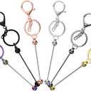 COLLBATH 6pcs Beaded Keychains Keychains Diy Blank Key Rings Beadable Charms Bulk
