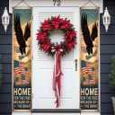 4th of July Decorations Outdoor Patriotic Memorial Day Decorations, Independence Day Veterans Labor Day Hanging American Flag Porch Sign Banner, Stars and Stripes Porch Sign Party Supplies