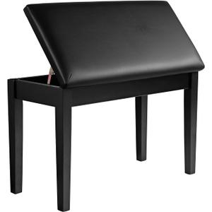 SONGMICS Duet Piano Bench with Padded Cushion and Storage Compartment, Piano Chair Seat, 13.4 x 29.1 x 19.7 Inches, Ink Black ULPB75BK