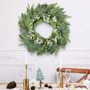 30inch Eucalyptus Wreath for Front Door - Large Artificial Greenery Outdoor Wreath, Spring Summer Decor Door Wreath with Olives Leaves,Mixed Berry for Porch,Window, Farmhouse, Home,Holiday, Hanging