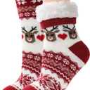 Slipper Socks for Women with Grippers Non Slip, Sherpa Lined Slipper Socks