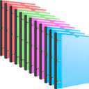 INFUN 1 INCH Telescoping 3 Ring Binder - 12PCS, Flexible 1 INCH Binders 3 Ring with Customizable Front Cover and Clear Catalog Pocket, 225 Sheet Capacity (Red+pink+ Blue+green)