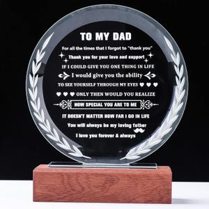 YWHL Dad Gifts from Daughter Son, Meaningful Birthday Gift for Dad Papa Who Wants Nothing, Crystal Keepsake Plaque Gift for Father on Father's Day, Thank You Presents on Christmas Thanksgiving