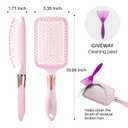 RHOS Paddle Brush for Women & Men - Detangler for Thick, Curly, Long, Wet & Dry Hair - Nylon Bristles Square Cushion Brush for Smoothing and Detangling (1 Pack - Pink)