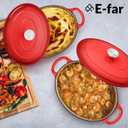 E-far 7QT Oval Dutch Oven Pot with Lid, Enameled Cast Iron Dutch Oven with Dual Handles for Sourdough Bread Baking Cooking, Nonstick Enamel Coated Cookware(Red), Non-Toxic & Easy Clean