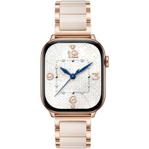 V.R.HOPE Apple Watch Band for Women 42mm 44mm 45mm 46mm 49mm Fashion Rose Gold Stainless Steel Metal Strap with Resin Inlay, Fashion Bracelet Compatible with iWatch Series Ultra3/11/10/9/8/7/6/SE (Oatmeale+Rose Gold)