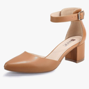 IDIFU Women's IN2 Pedazo Dress Shoes Low Block Heels Comfortable Chunky Closed Toe Ankle Strap Wedding Pumps 7