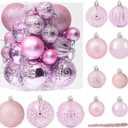41PCS Pink Christmas Ornaments Set - Shatterproof Christmas Tree Ornaments with Icicle for Holiday Party - Vintage Xmas Decorations in 4 Sizes