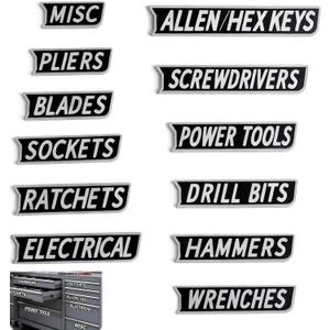 12 Pack Magnetic Toolbox Labels, 3D-Printed & Reusable Organizers for Steel Toolboxes, Carts & Drawers