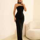 HTZMO Women Elegant Summer Bodycon Maxi Dress Halter Neck Formal Wedding Guest Cocktail Party Long Dresses (Black, XS)