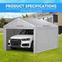 10 x 20 ft Carport Canopy Replacement Cover+Sidewall, Heavy Duty Waterproof&UV Protected Garage Tent Shelter Tarp, Tear-Resistant Car Shed Tarpaulin Cover with Ball Bungees (Frame Not Included) Grey, 10X20 Top Cover+ Sidewall