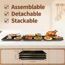 Food Warmers for Parties Buffet, 47"x12" Assemblable Stackable Electric Warming Tray with 8-Level Temperature Adjustment and 8-Hour Timer, Upgraded Desktop-Protecting Food Warming Mat