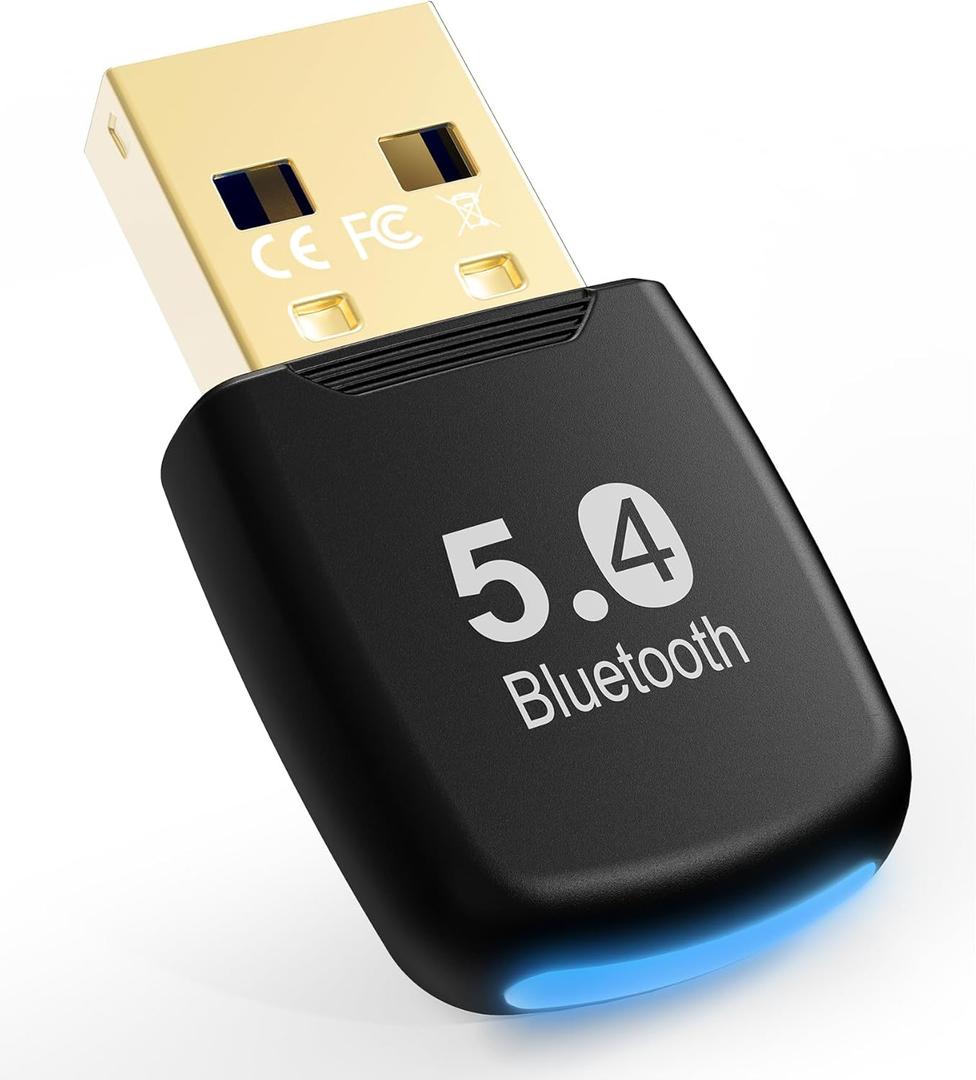 Bluetooth 5.4 USB Adapter for PC, Driver-Free USB Bluetooth Dongle for Desktop Computer, Connect Up to 5 Devices, 20m Long Range, for Headphones, Speakers, Mouse, Keyboard (Windows)