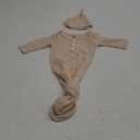 Twopumpkin Baby Girl Boy Coming Home Knotted Gown Unisex Newborn Infant Sleep Onesie Outfit Cute Baby Winter Pajamas (60, A Waffle Knit Cream)