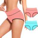 Cotton Underwear for Women Full Coverage Briefs (Pink, L)