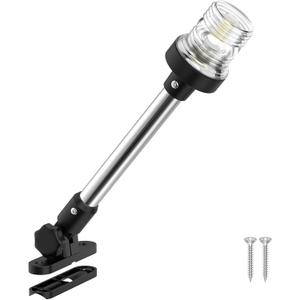 12 Inches Pontoon Stern Light Bimini Mount, Bimini Light for Pontoon Boat LED Waterproof IP67, 3NM Boat Anchor Lights LED Marine Folding Rear White Navigation Running Lights for Night